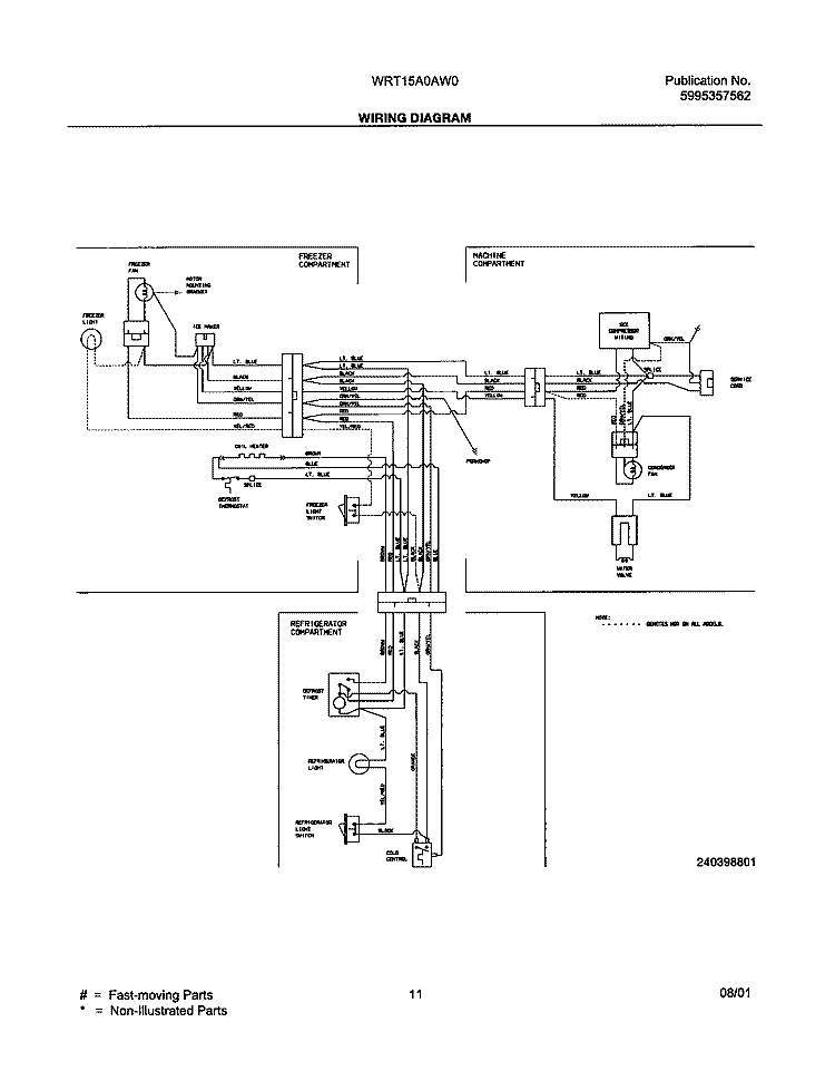 WIRING DIAGRAM Diagram and Parts List for WRT15A0AW0  Westinghouse Refrigerator