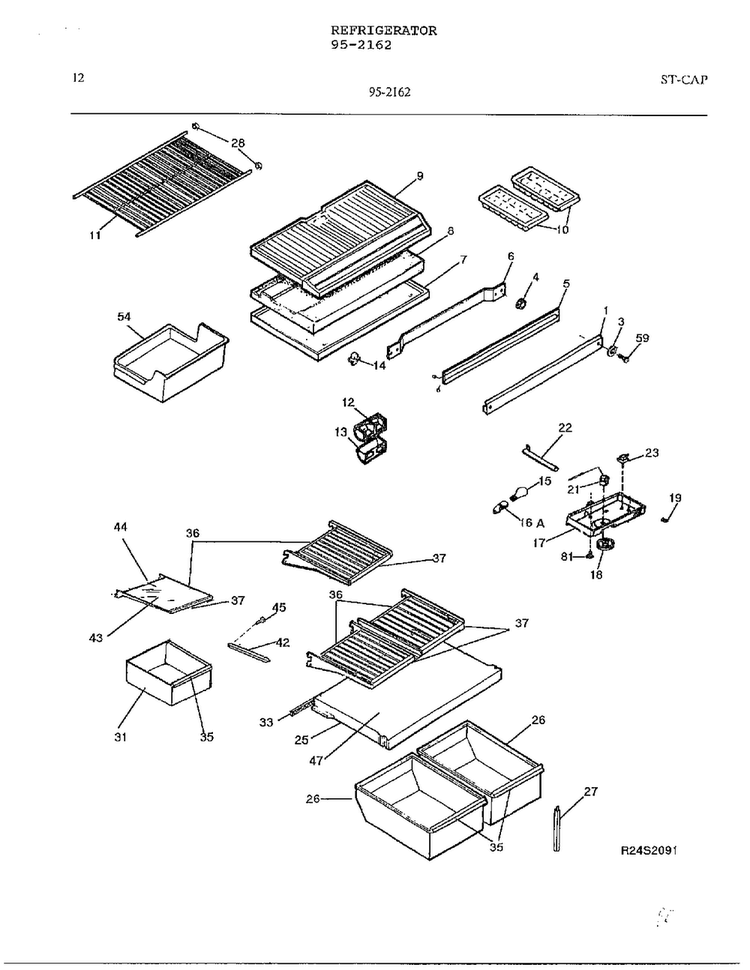 Electrical Equipment Page 11 Diagram and Parts List for 95-2162  Frigidaire Refrigerator
