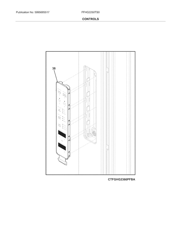 Controls Diagram and Parts List for FFHG2250TS0  Frigidaire Refrigerator