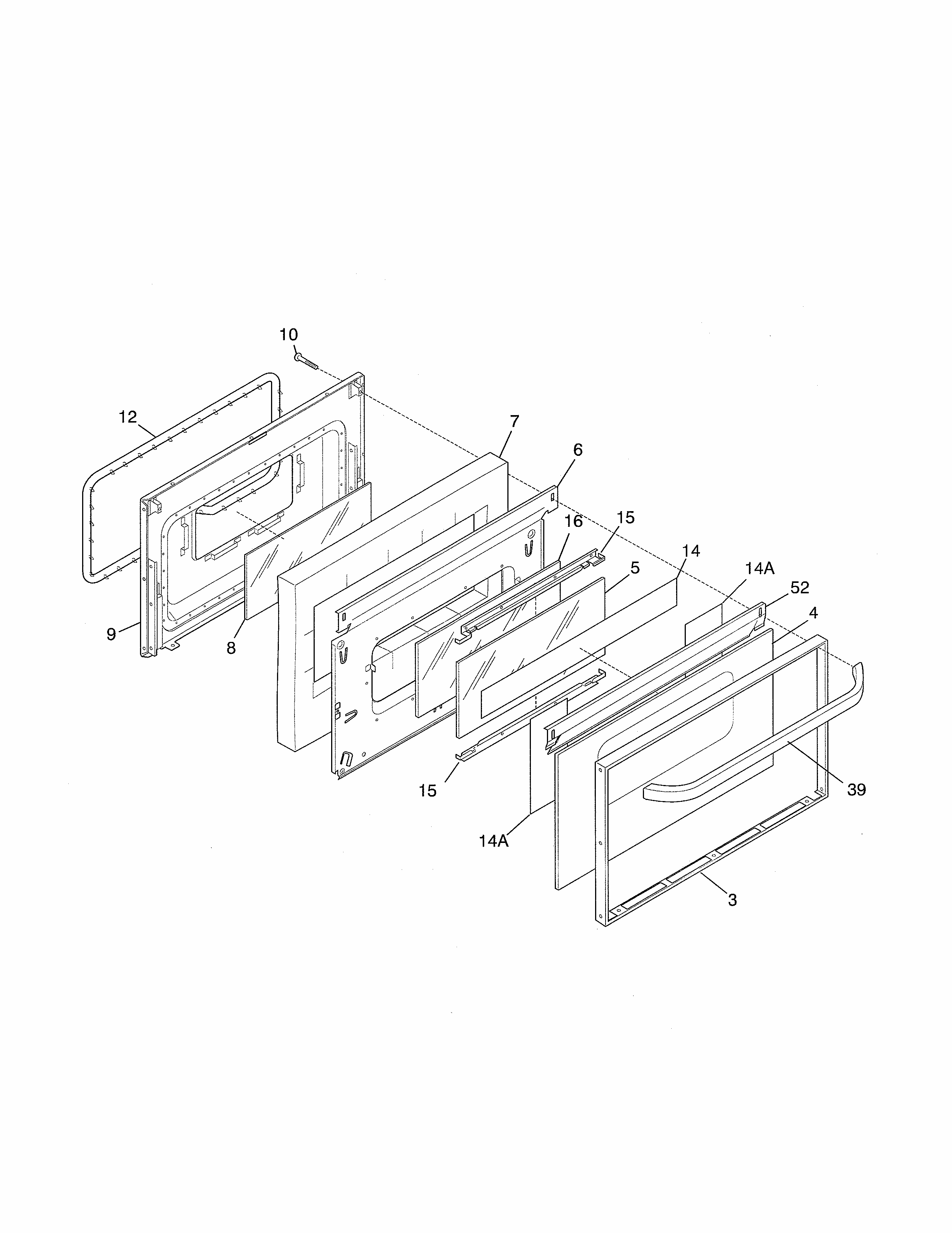 Door Diagram and Parts List for 79077478792  Kenmore Range