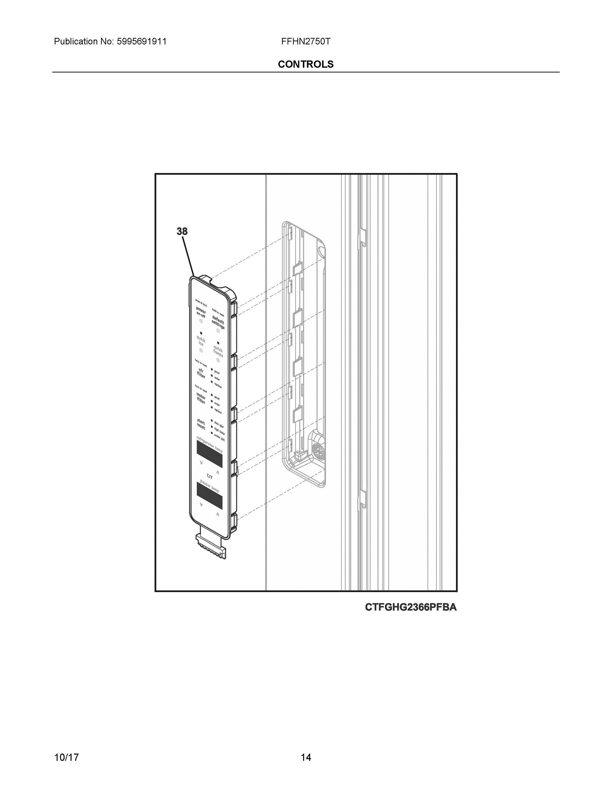 07 - CONTROLS Diagram and Parts List for FFHN2750TD1  Frigidaire Refrigerator