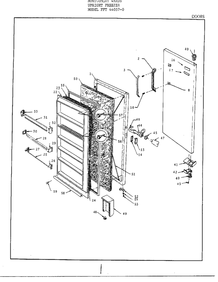 Doors Diagram and Parts List for 44057  Frigidaire Freezer