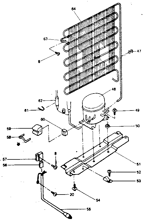 Refrigeration Unit Diagram and Parts List for 5648962920  Kenmore Refrigerator