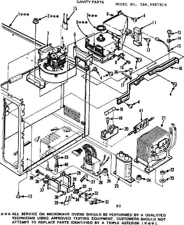 Cavity Parts Diagram and Parts List for 5649987910  Kenmore Microwave