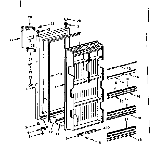 Door Diagram and Parts List for 5648611181  Kenmore Refrigerator