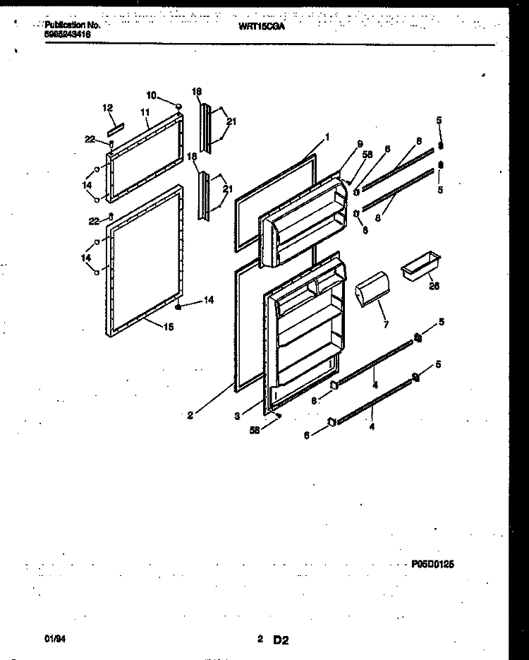 DOOR PARTS Diagram and Parts List for WRT15CGAZ0  Frigidaire Refrigerator