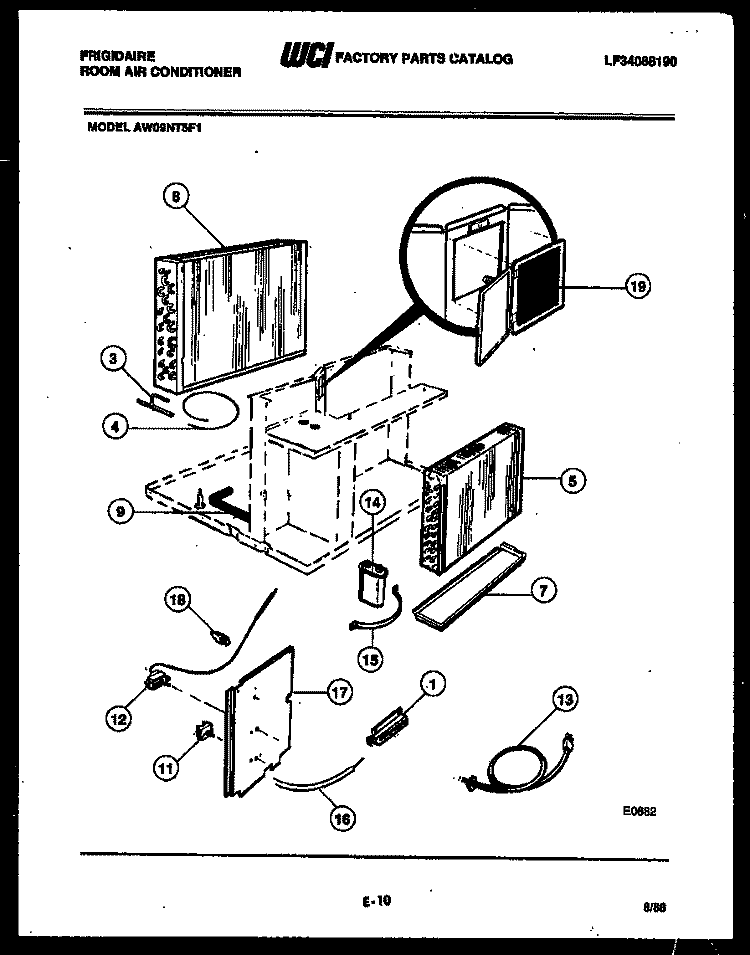 UNIT PARTS Diagram and Parts List for AW09NT5F1  Frigidaire Air Conditioner