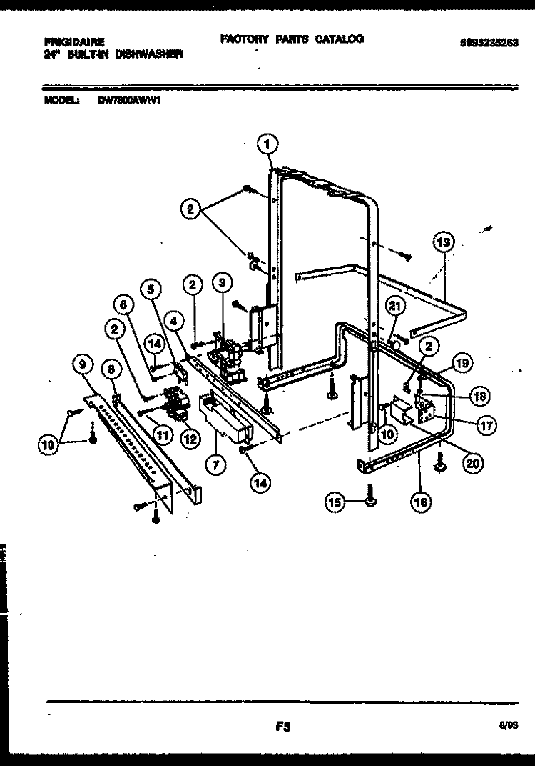 POWER DRY AND MOTOR PARTS Diagram and Parts List for DW7800AWW1  Frigidaire Dishwasher