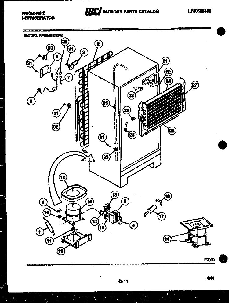 SYSTEM AND AUTOMATIC DEFROST PARTS Diagram and Parts List for FPES21TEA0  Frigidaire Refrigerator