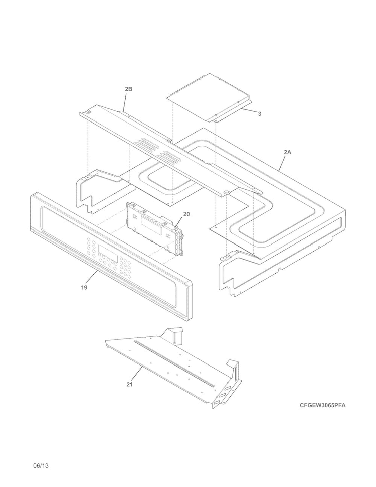 Control Panel Diagram and Parts List for FGEW3065PWA  Frigidaire Wall Oven