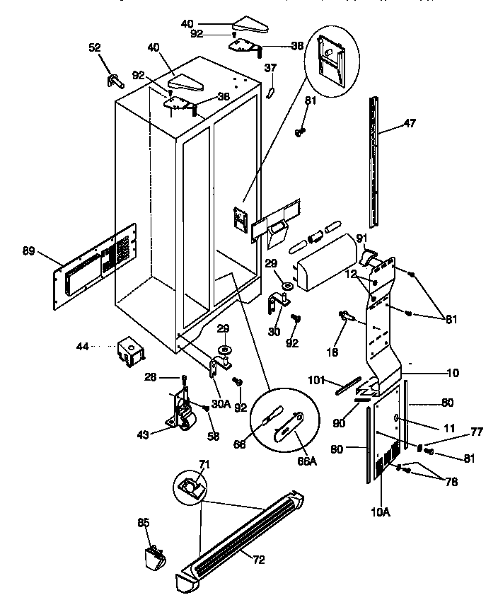Cabinet Parts Diagram and Parts List for 25358687890  Kenmore Refrigerator