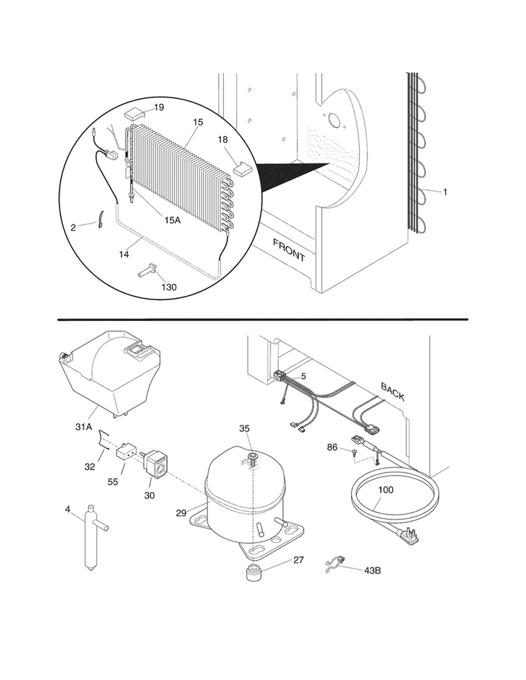 System Diagram and Parts List for FFU17F5HWR  Frigidaire Freezer