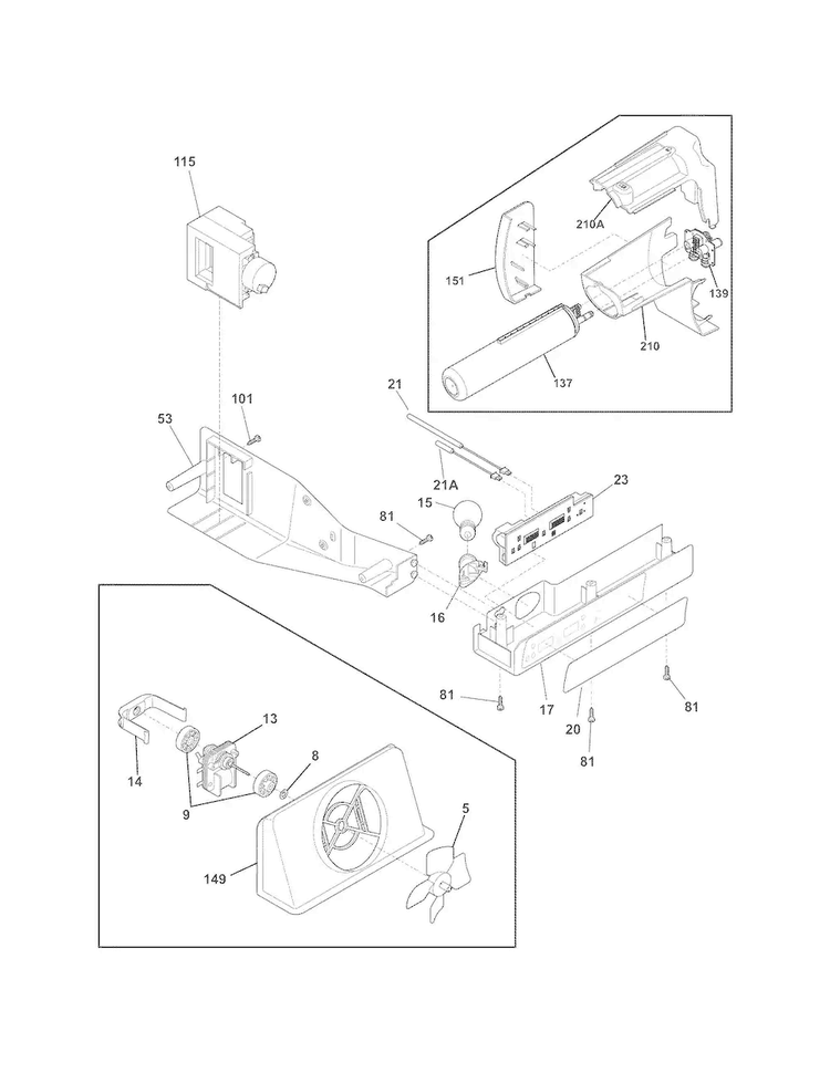 Controls Diagram and Parts List for FFHS2612LS8  Frigidaire Refrigerator