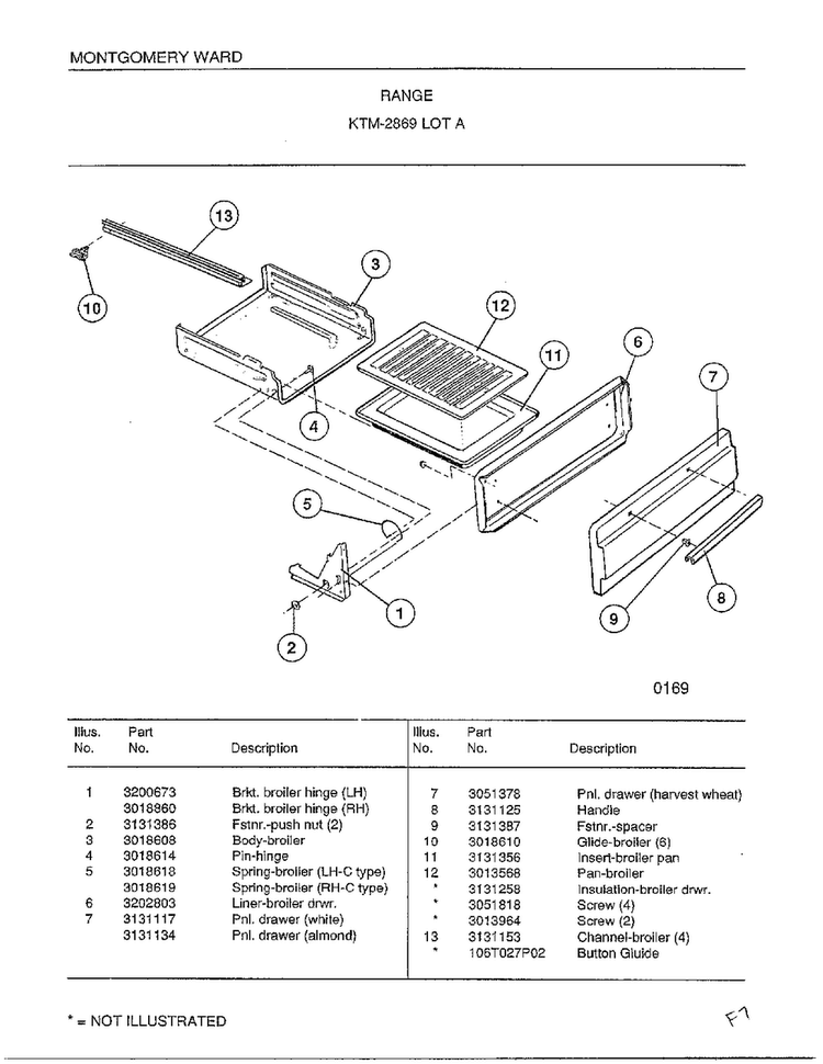 Range Page 4 Diagram and Parts List for 2819A  Frigidaire Range