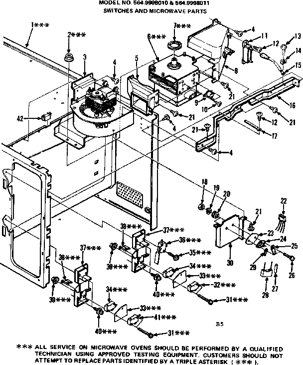Switches And Microwave Parts Diagram and Parts List for 5649998010  Kenmore Microwave