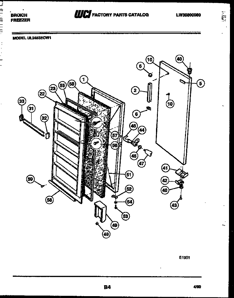 DOOR PARTS Diagram and Parts List for UL2483ECW1  Frigidaire Freezer