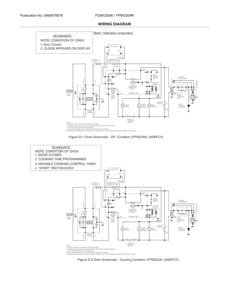 Wiring Diagram Diagram and Parts List for FGMO205KFC  Frigidaire Microwave