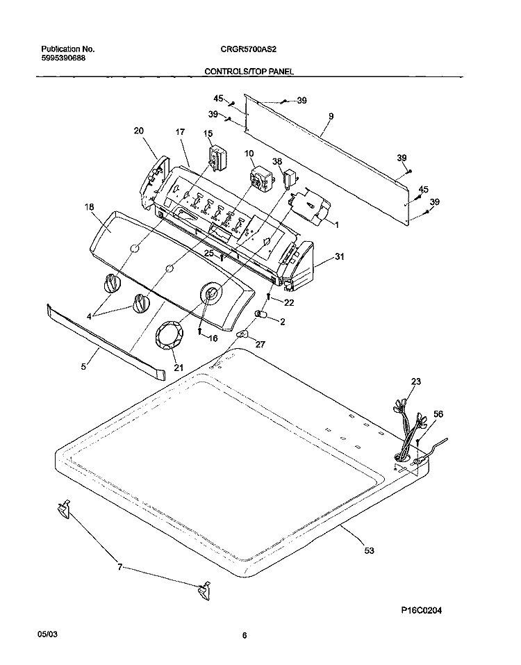 CONTROLS Diagram and Parts List for CRGR5700AS2  Frigidaire Dryer