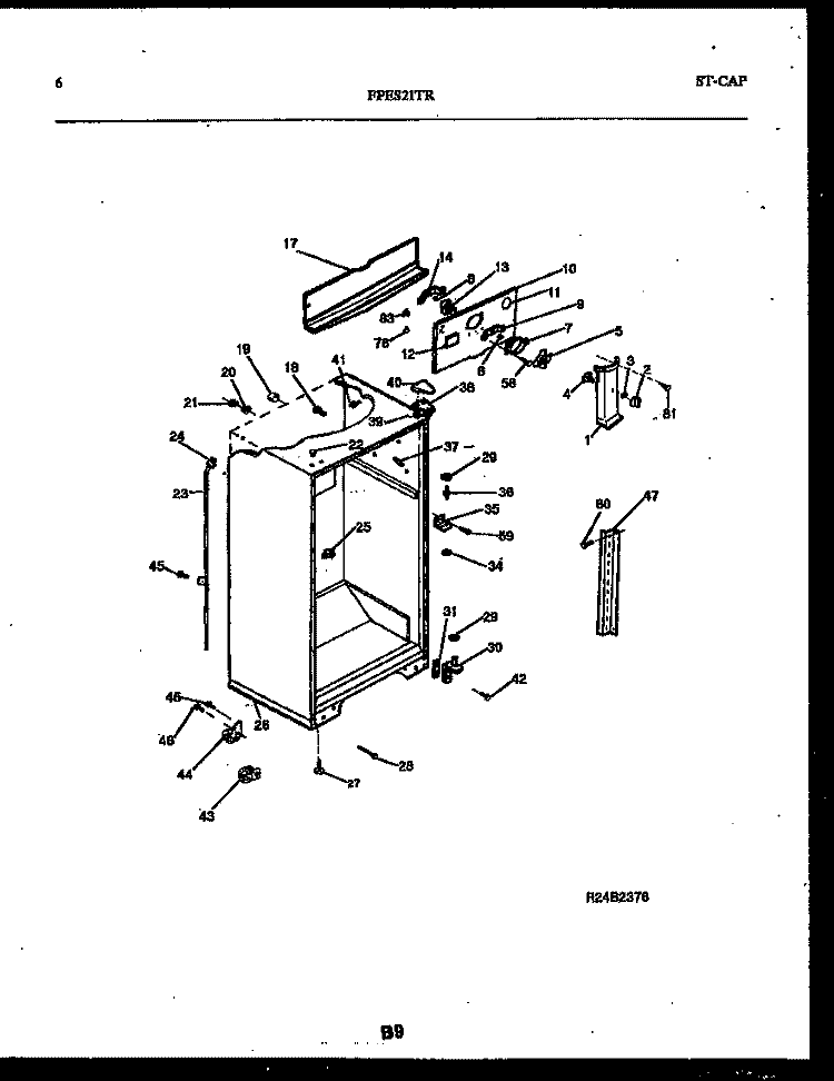 CABINET PARTS Diagram and Parts List for FPES21TRW1  Frigidaire Refrigerator