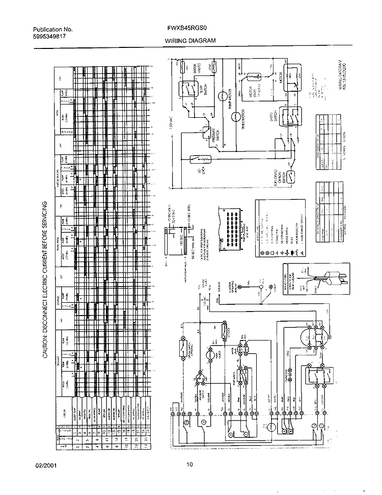 131823200 WIRING DIAGRAM Diagram and Parts List for FWXB45RGS0  Frigidaire Washer
