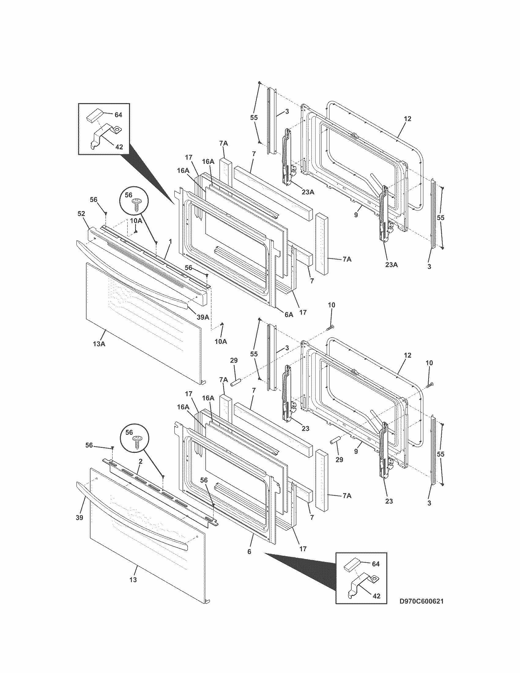 Doors Diagram and Parts List for 79097609300  Kenmore Range