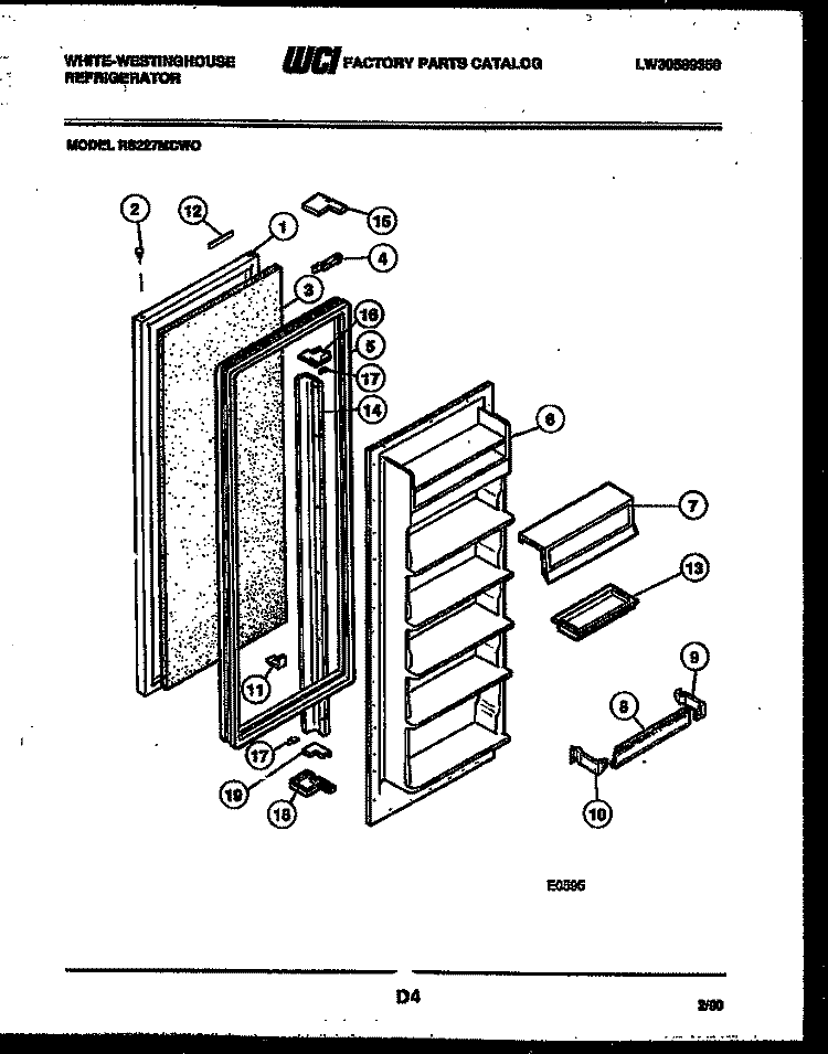 REFRIGERATOR DOOR PARTS Diagram and Parts List for RS227MCV0  Frigidaire Refrigerator