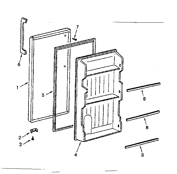 Door Diagram and Parts List for 5648966020  Kenmore Refrigerator