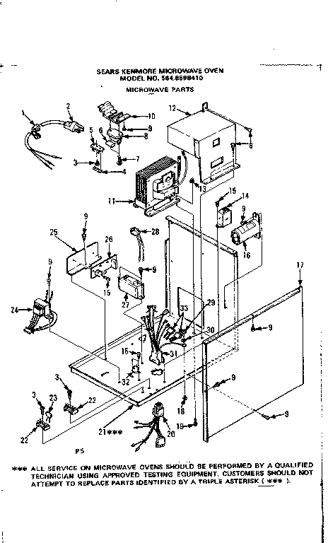Microwave Parts Diagram and Parts List for 5648598410  Kenmore Microwave