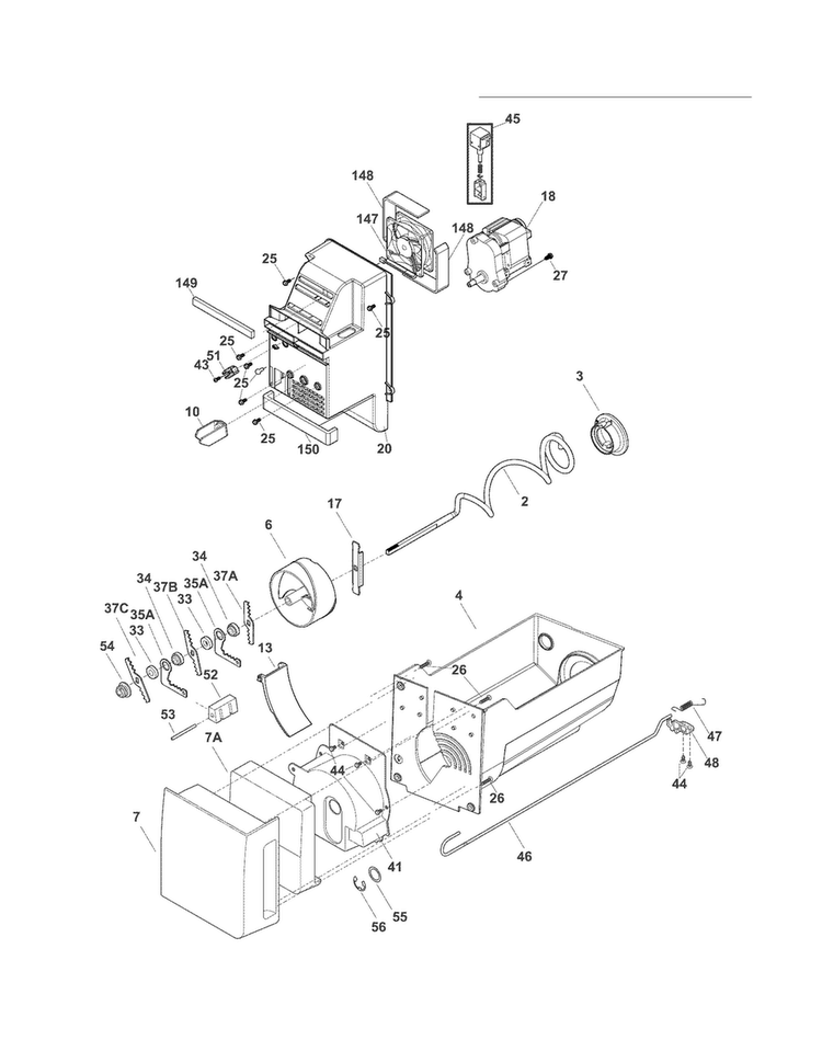 Ice Container Diagram and Parts List for EW28BS71IBC  Electrolux Refrigerator