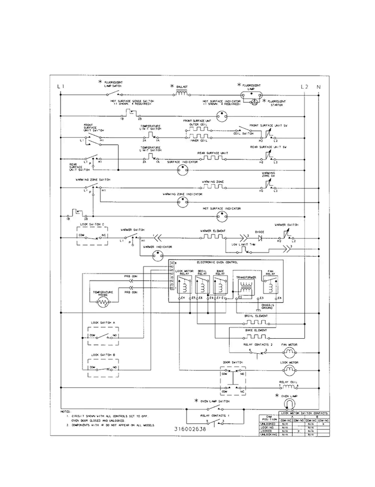 Wiring Diagram Diagram and Parts List for FEF389WJCA  Frigidaire Range