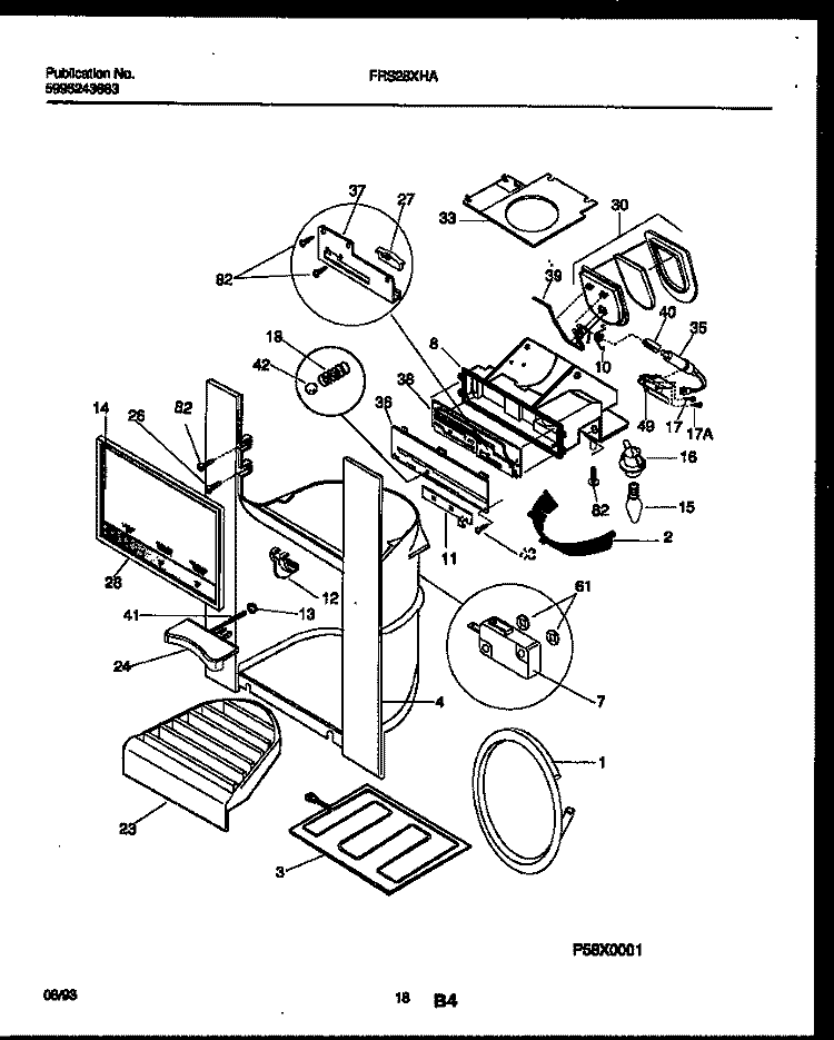 ICE DOOR, DISPENSER AND WATER TANKS Diagram and Parts List for FRS28XHAB0  Frigidaire Refrigerator