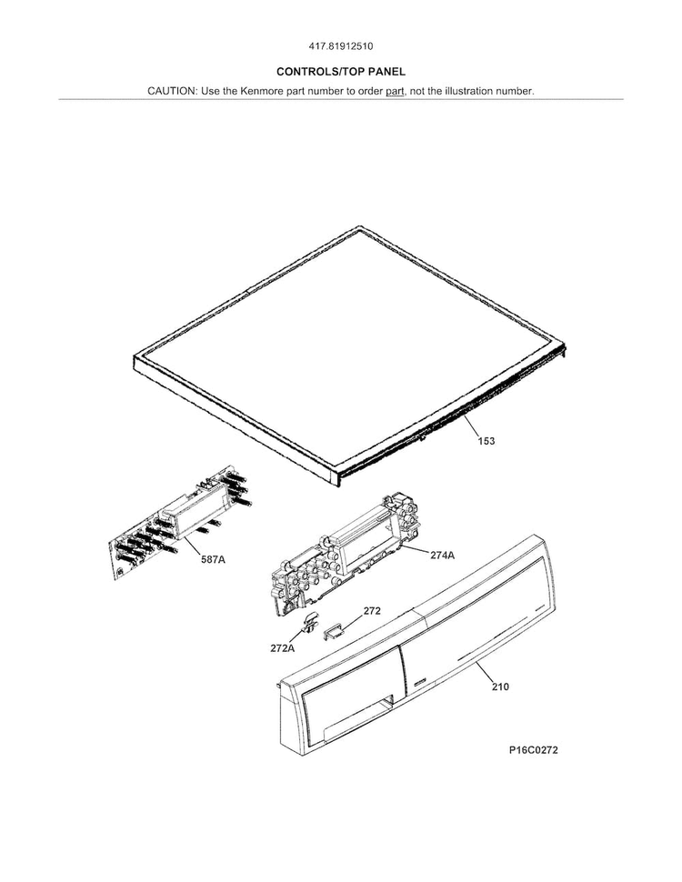 Controls/top Panel Diagram and Parts List for 41781912510  Kenmore Dryer