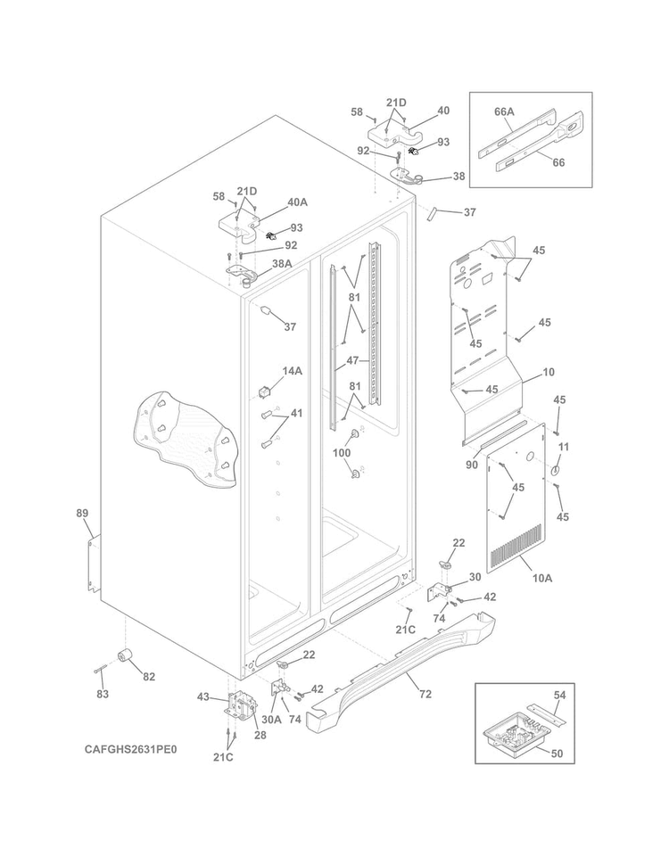Cabinet Diagram and Parts List for FGHS2631PE4A  Frigidaire Refrigerator