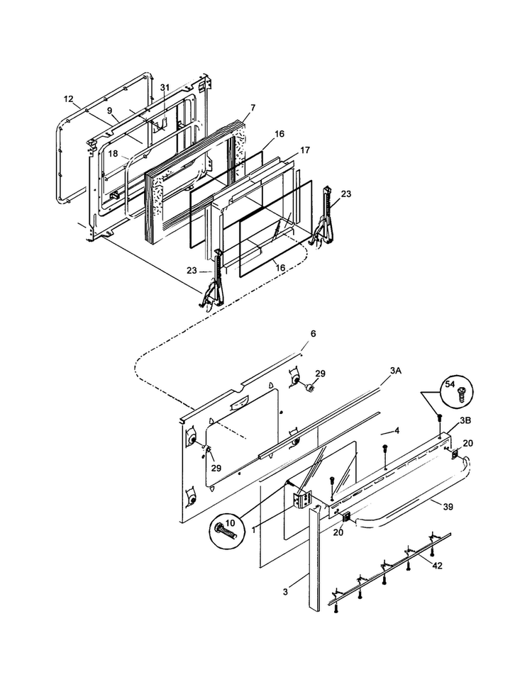 Door Diagram and Parts List for BFEF374JIS1  Frigidaire Range