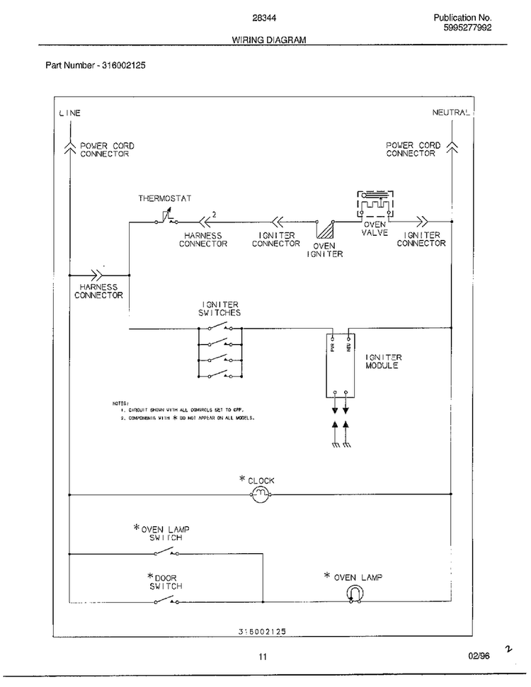 Door Page 2 Diagram and Parts List for 283440C  Frigidaire Range