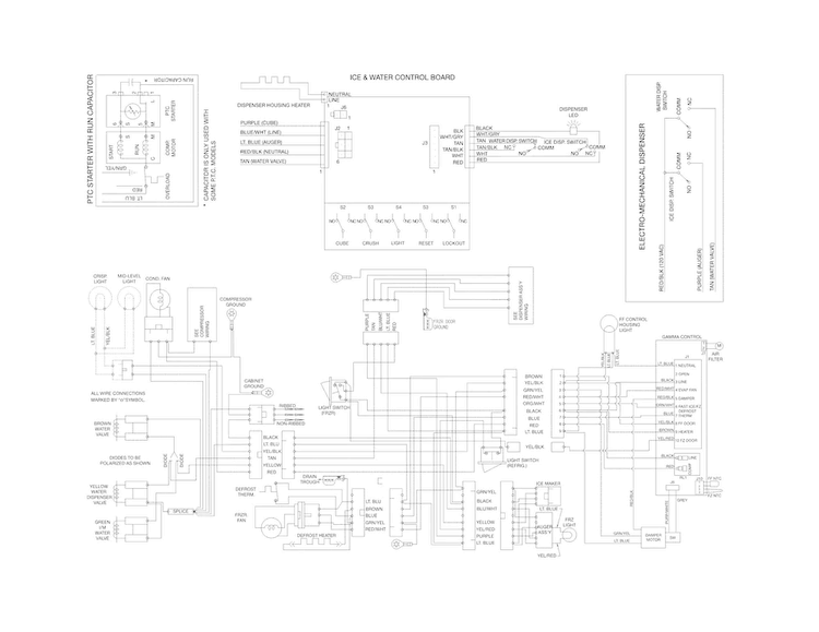 Wiring Diagram Diagram and Parts List for FFSS2614QE6A  Frigidaire Refrigerator