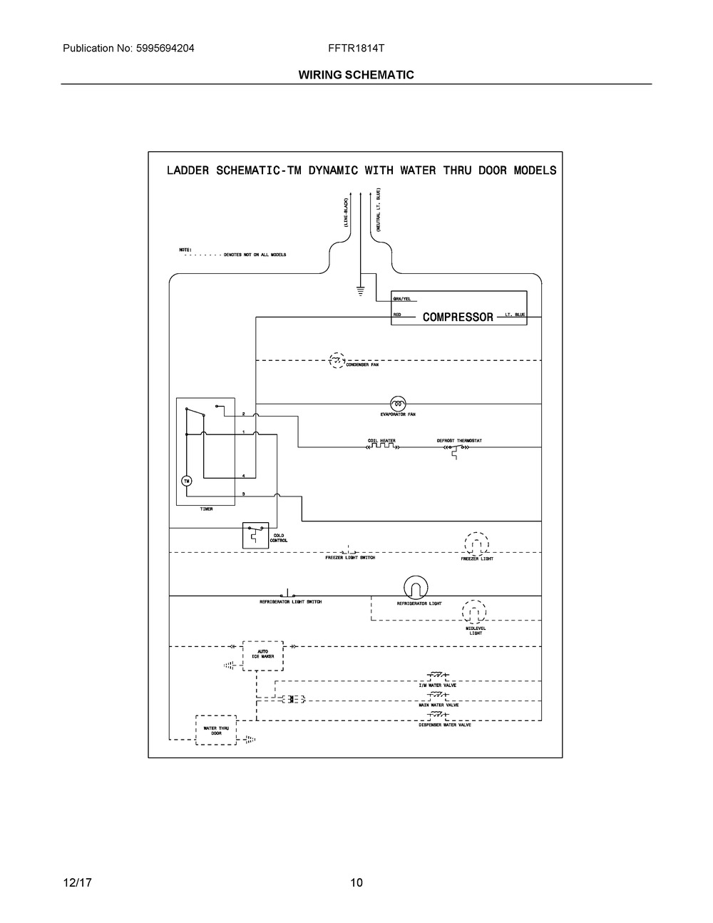 Wiring Schematic Diagram and Parts List for FFTR1814TB2  Frigidaire Refrigerator