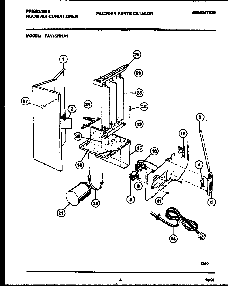 ELECTRICAL PARTS Diagram and Parts List for FAV157S1A2  Frigidaire Air Conditioner