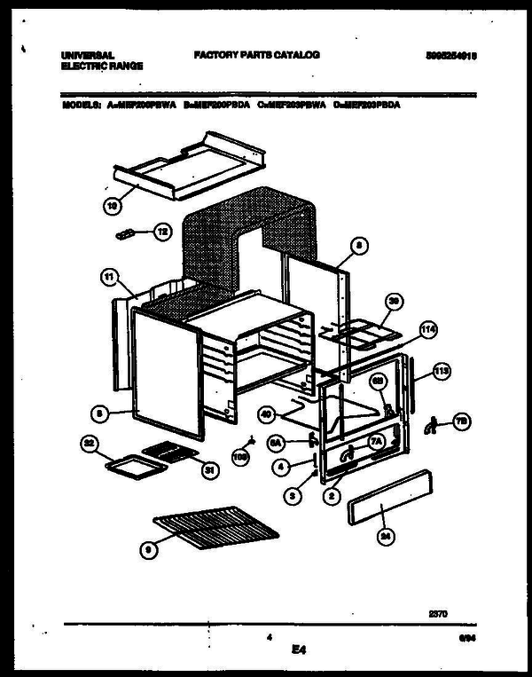 Frigidaire Mef200pbwa 1 Diagram and Parts List for MEF200PBWA V1 Frigidaire Range