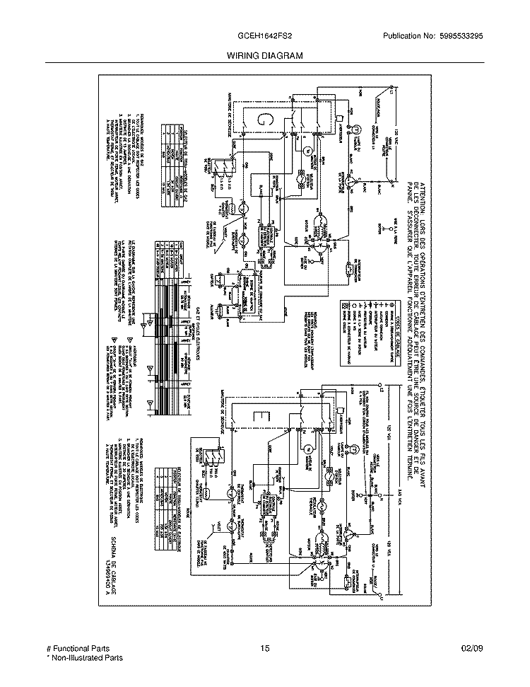 WIRING DIAGRAM Diagram and Parts List for GCEH1642FS2  Frigidaire Washer Dryer Combo
