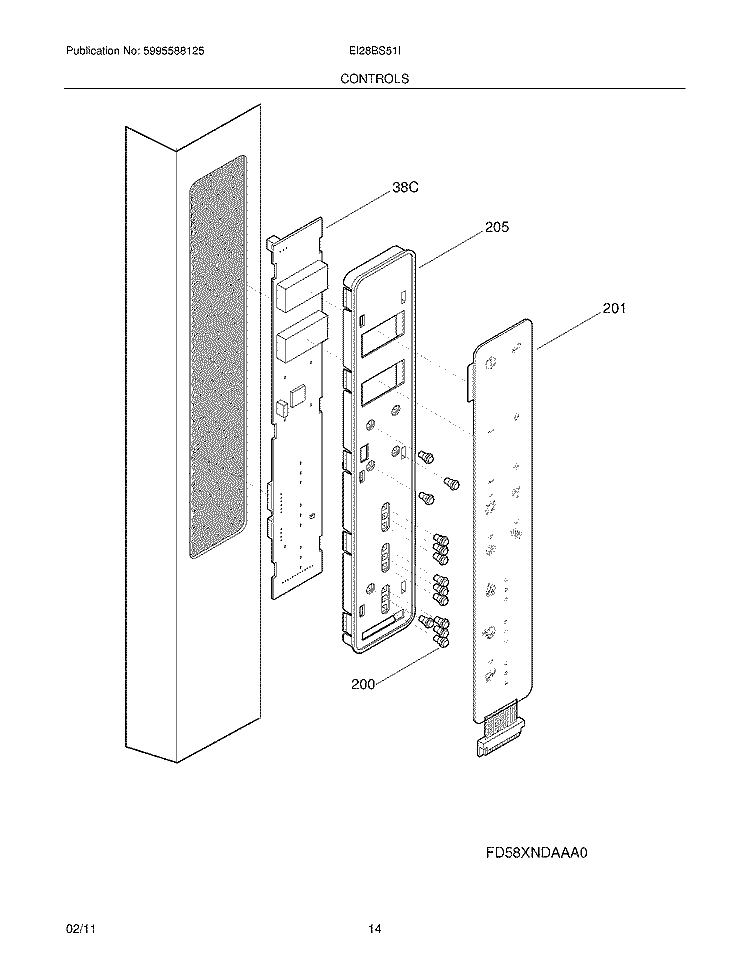 CONTROLS Diagram and Parts List for EI28BS51IS4  Electrolux Refrigerator