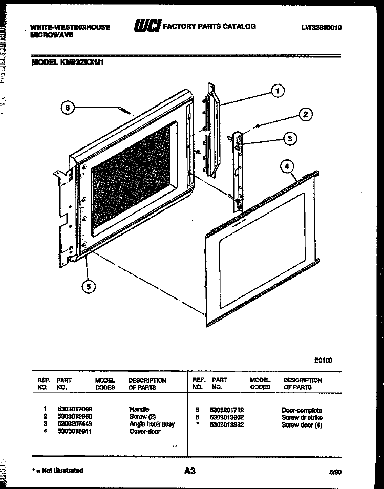 DOOR PARTS Diagram and Parts List for KM932KXM1  Frigidaire Microwave