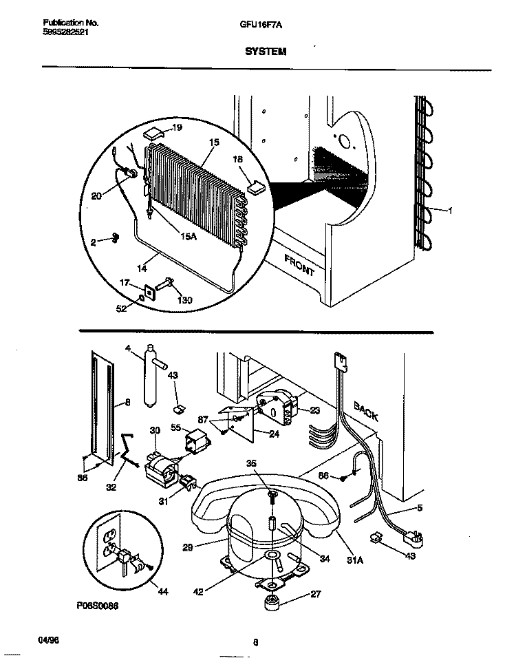 SYSTEM Diagram and Parts List for GFU16F7AW6  Gibson Freezer