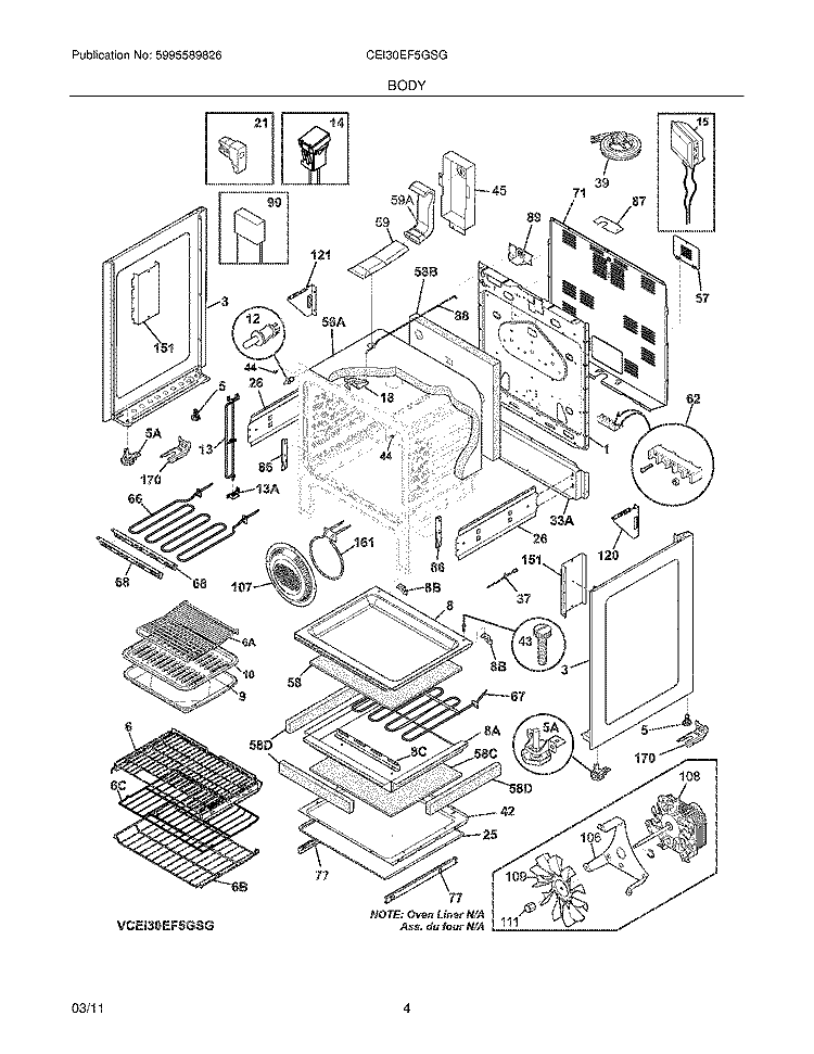 BODY Diagram and Parts List for CEI30EF5GSG  Electrolux Range