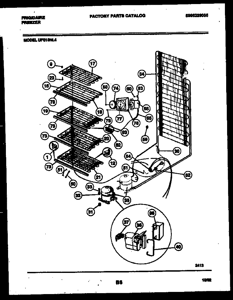 SYSTEM AND ELECTRICAL PARTS Diagram and Parts List for UFS19NL4  Frigidaire Freezer