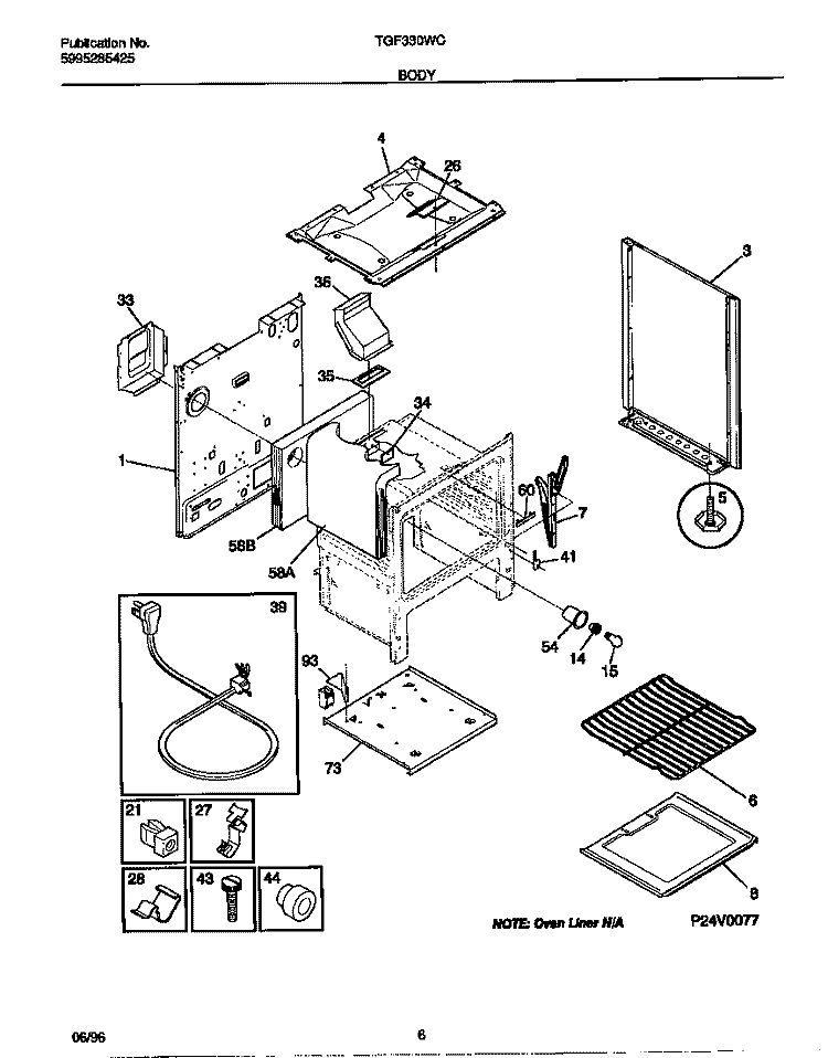 BODY Diagram and Parts List for TGF330WCWC  Tappan Range