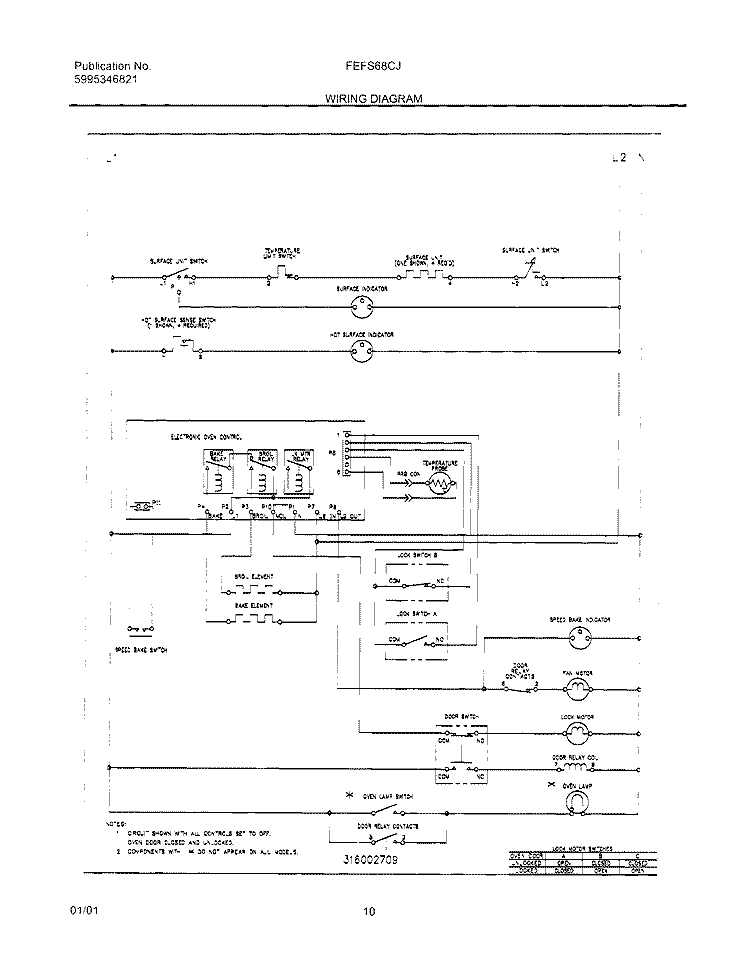 WIRING DIAGRAM Diagram and Parts List for FEFS68CJBA  Frigidaire Range