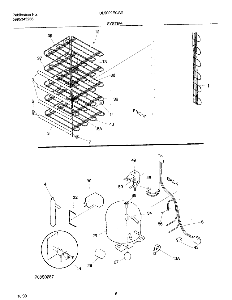 SYSTEM Diagram and Parts List for UL5000ECW5  Frigidaire Freezer