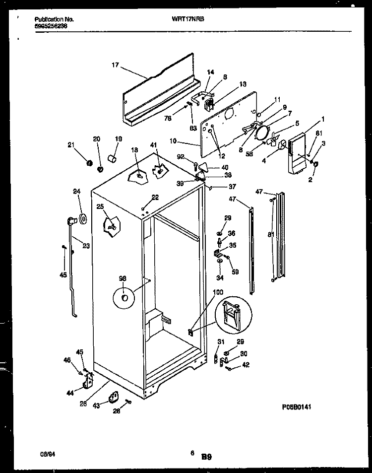 CABINET PARTS Diagram and Parts List for WRT17NRBD0  Frigidaire Refrigerator