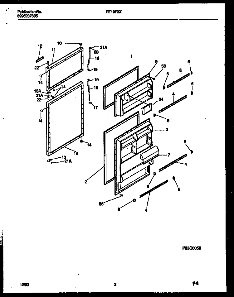 DOOR PARTS Diagram and Parts List for RT19F3YX3C  Gibson Refrigerator